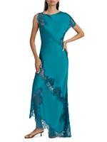 Alessia Lace-Trim Satin Maxi Dress