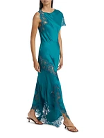 Alessia Lace-Trim Satin Maxi Dress