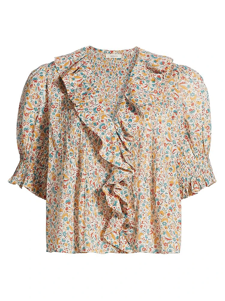 Henri Floral Cotton Ruffled Top