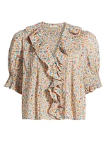 Henri Floral Cotton Ruffled Top