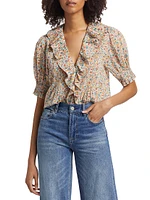 Henri Floral Cotton Ruffled Top