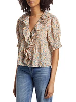 Henri Floral Cotton Ruffled Top