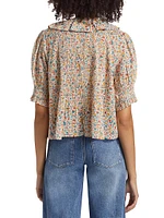 Henri Floral Cotton Ruffled Top