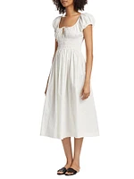 Quinn Cotton Shirred Midi-Dress