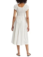 Quinn Cotton Shirred Midi-Dress