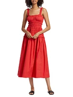 Marianne Cotton Smocked Midi-Dress