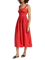 Marianne Cotton Smocked Midi-Dress