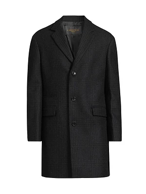 Sherwood Plaid Wool-Blend Coat