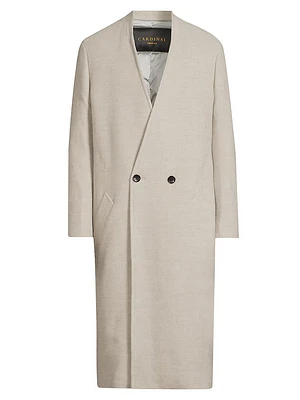Cedar Wool Collarless Long Coat