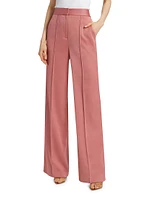 Edia Satin Straight-Leg Pants