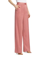 Edia Satin Straight-Leg Pants