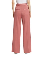 Edia Satin Straight-Leg Pants