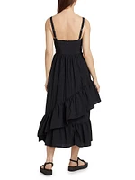 Amy Asymmetric Ruffle Midi-Dress