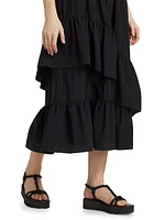 Amy Asymmetric Ruffle Midi-Dress