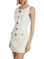 Randi Embellished Button Tweed Dress