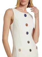 Randi Embellished Button Tweed Dress