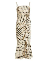 Mireya Polka Dot Ruffle Midi-Dress