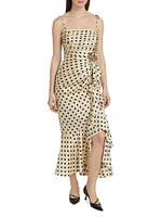 Mireya Polka Dot Ruffle Midi-Dress