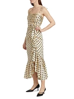 Mireya Polka Dot Ruffle Midi-Dress