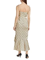 Mireya Polka Dot Ruffle Midi-Dress