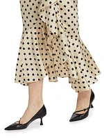 Mireya Polka Dot Ruffle Midi-Dress