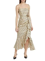 Mireya Polka Dot Ruffle Midi-Dress