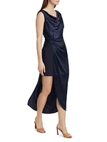 Paige Gathered Cowlneck Midi-Dress