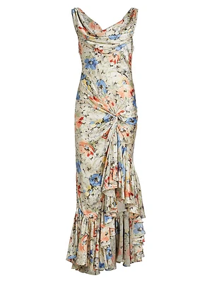 Ciara Floral Silk Maxi Dress