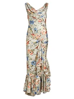 Ciara Floral Silk Maxi Dress