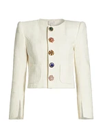 Randi Tweed Rhinestone-Button Jacket