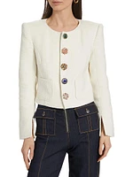 Randi Tweed Rhinestone-Button Jacket