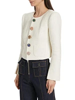 Randi Tweed Rhinestone-Button Jacket