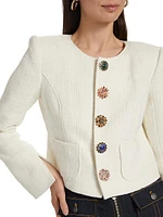 Randi Tweed Rhinestone-Button Jacket