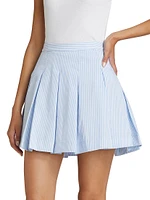 Cal Pinstripe Pleated Miniskirt