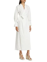 Briar Draped Cotton-Blend Shirtdress