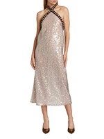 Vette Sequined Halter Midi-Dress