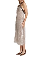 Vette Sequined Halter Midi-Dress