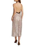 Vette Sequined Halter Midi-Dress