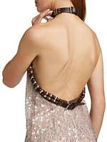 Vette Sequined Halter Midi-Dress