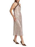 Vette Sequined Halter Midi-Dress