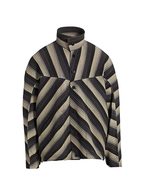 Striped Pleated Oversized Jacket