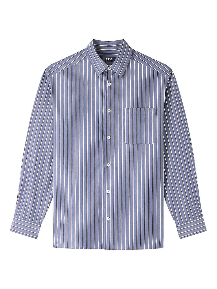 Malo Striped Cotton Poplin Shirt