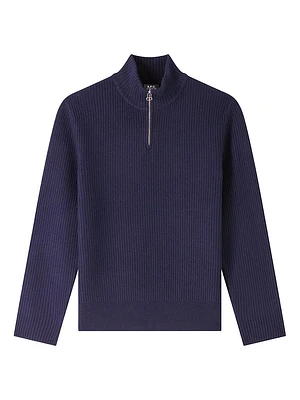 Alex Half-Zip Rib-Knit Sweater