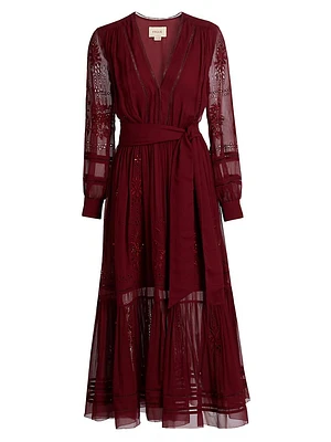 Sierra Silk Tie-Waist Maxi Dress