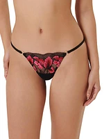 Floral Embroidered Thong