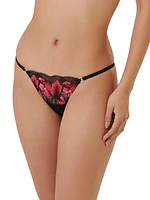 Floral Embroidered Thong