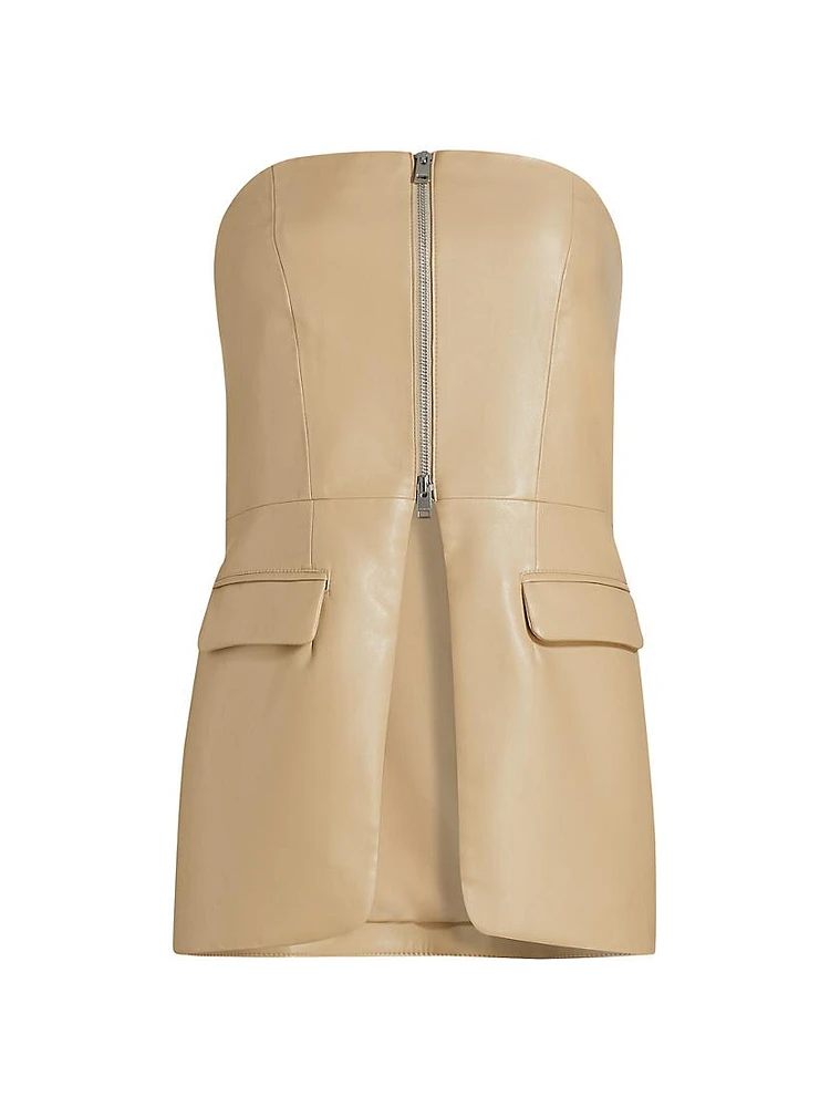 Avani Faux-Leather Strapless Bustier Top