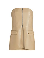 Avani Faux-Leather Strapless Bustier Top