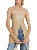 Avani Faux-Leather Strapless Bustier Top