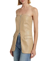 Avani Faux-Leather Strapless Bustier Top